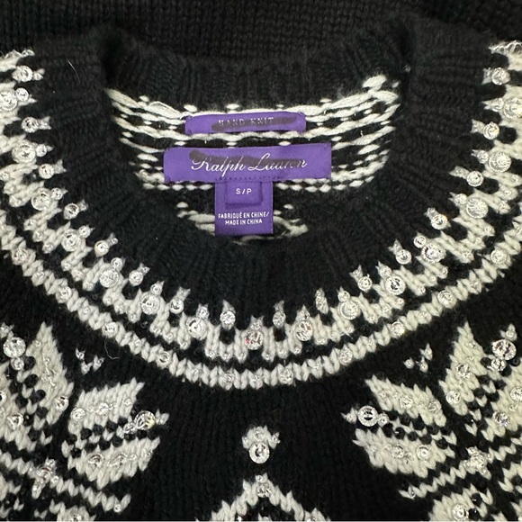 Ralph Lauren Purple Label Hand Knit Embellished 100% Cashmere Fair Isle Sweater - Picture 11 of 16